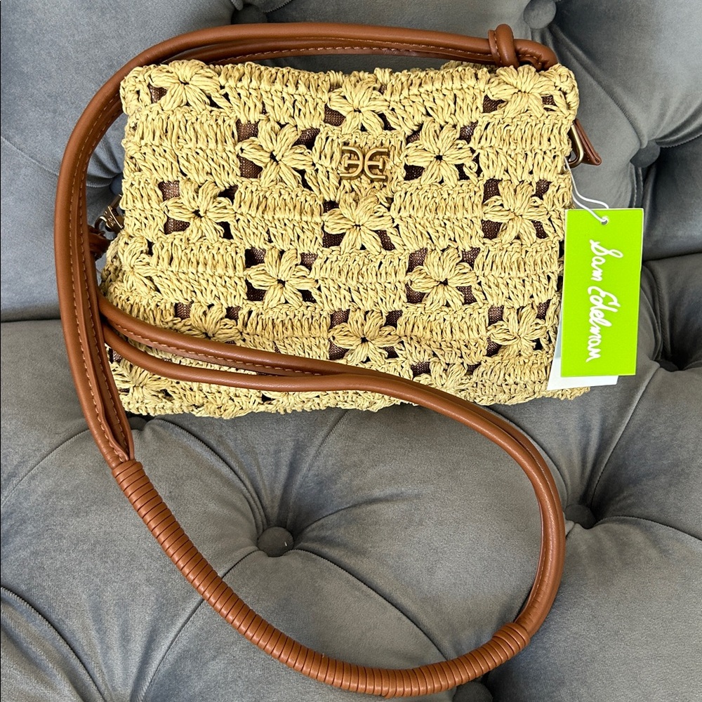 Sam Edelman NEW!!!! Layla Floral Raffia Shoulder Bag - Picture 6 of 9